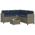thumbnail image 1 of vidaXL Garden Sofa with Table and Cushions L-Shaped Grey Poly Rattan, 1 of 5