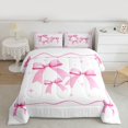 thumbnail image 5 of Feelyou Cute Watercolor Bow Bedding Comforter Set for Child, Kawaii Bowknot Stars Pink Twin Comforter Sets, Dreamy Princess Ribbon Reversible Bedding Set, Lightweight Room Decor, 2-Piece, 5 of 8