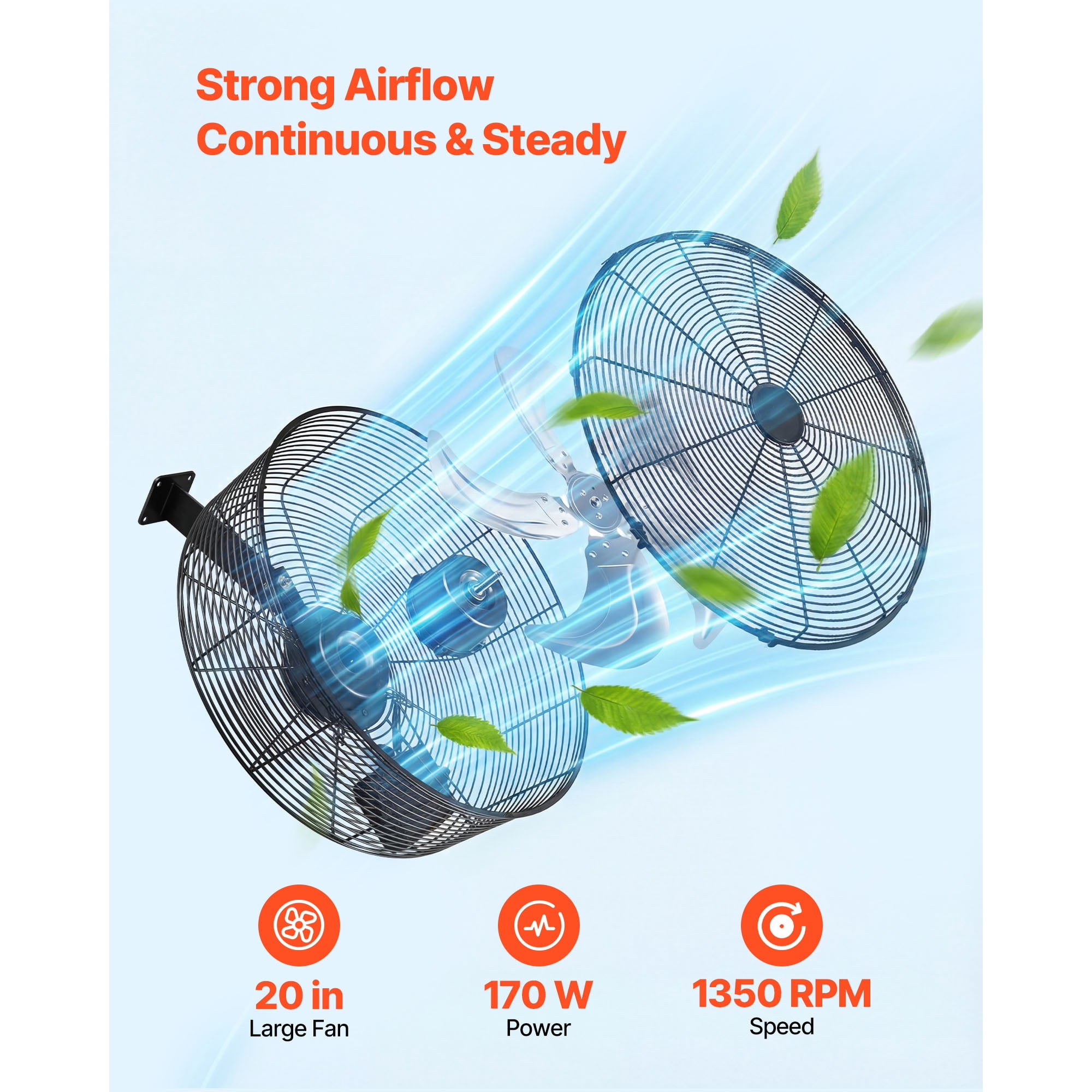 KFFKFF Greenhouse Air Circulation Fan with 5800 CFM Output, Adjustable Speeds, Multiple Modes, LCD Display, Ceiling or Wall Mount, Efficient Ventilation for Greenhouses, Patios, and Garages