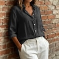thumbnail image 5 of hoksml Women's Cotton Linen Long Sleeve Shirt, Button-Down Casual Blouse, Relaxed Fit Top for Daily and Office Wear, 5 of 9