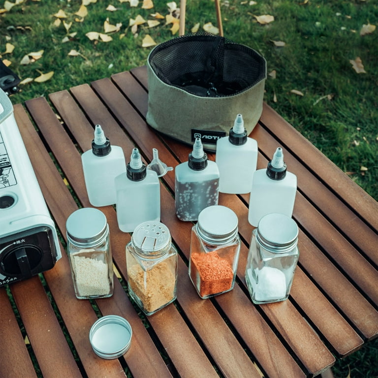 DZRZVD Camping Seasoning Jar Set,Outdoor Spice Kit,Portable Spice Condiment  Dispenser for Backpacking Hiking,Liquid Bottle 3pcs & Powder Bottle