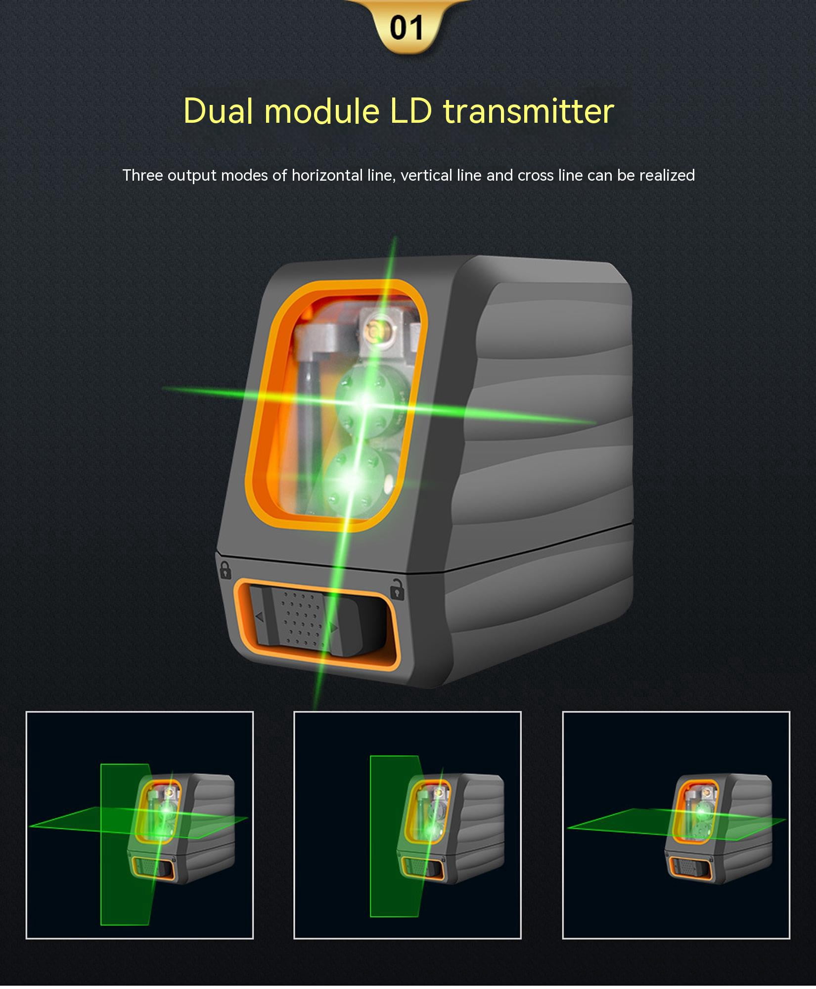 Green Laser Level 2 Line 100FT with Dual Module LD Transmitter,Automatic leveling,Japan LD Light Source,Horizontal/Vertical/Cross Line,Remote Pulse Mode,Vertical Line Across Zenith,Cross Line Laser