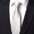 thumbnail image 3 of Yongchuantie Men's 3.15" Necktie Silver Checkered Pattern Tie 8CM Wide Tie+Gift Box, 3 of 6