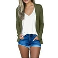 thumbnail image 5 of Women's Shrugs Cardigan Long Sleeve Lightweight Thin Casual Tops Solid Color Loose Cover Up Outwear with Pockets Army Green S, 5 of 8