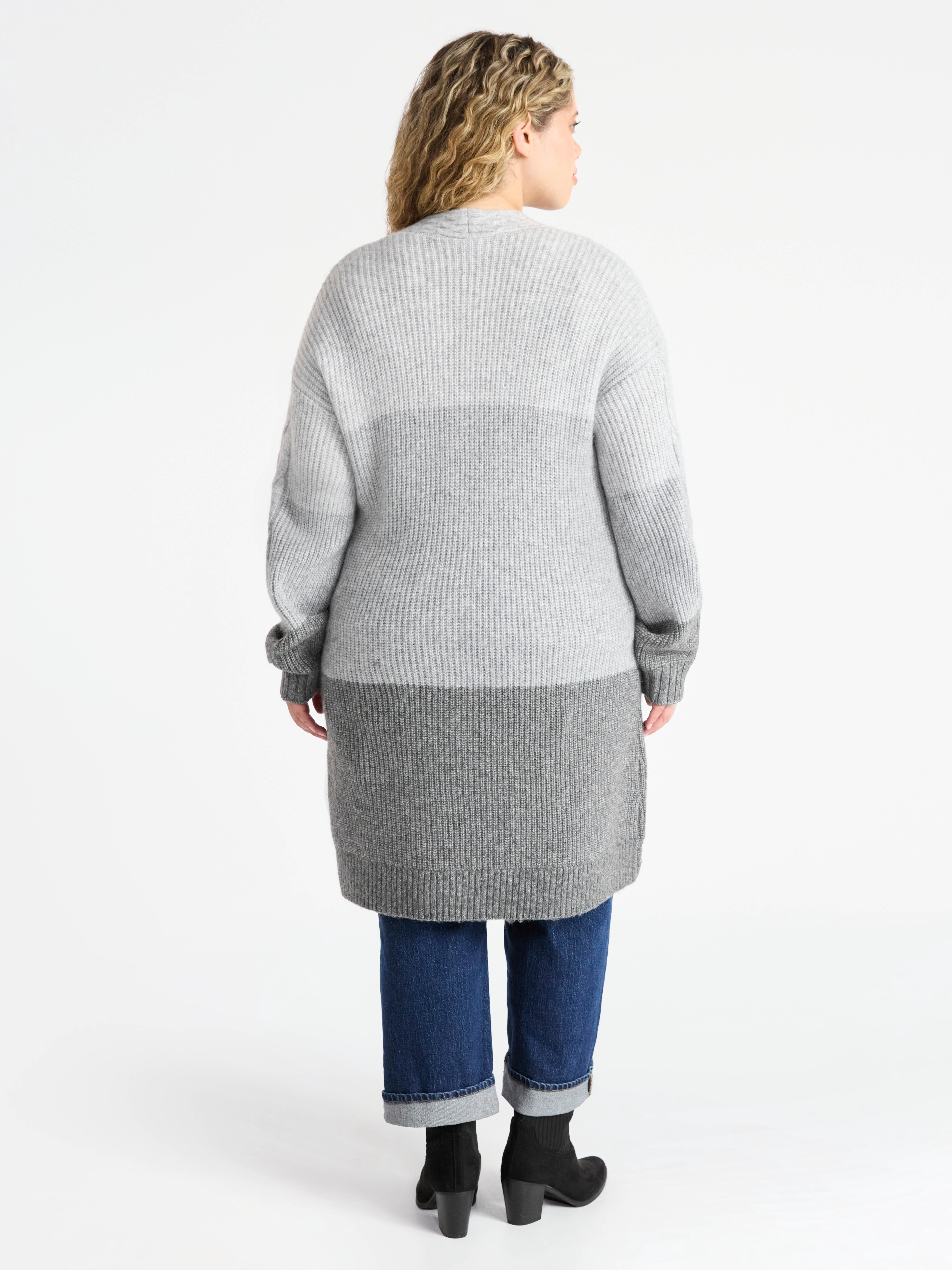 Terra & Sky Women's Plus Open Front Cardigan Sweater, Midweight, Size 1X-5X