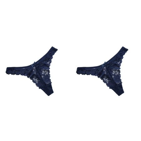 2 Pack Women Lace See-Through Breathable Thongs Briefs Panties Lingerie Underwear Women s Pajamas And Stockings And Sleeves Ruffle Underwear for Women Adult Lingerie Womens Womens Lingerie