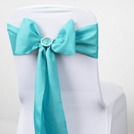 White Metal Supply BalsaCircle 5 pcs Polyester Chair Sashes Bows Ties - Wedding Party Ceremony Reception Event Decorations Unique Supplies ()