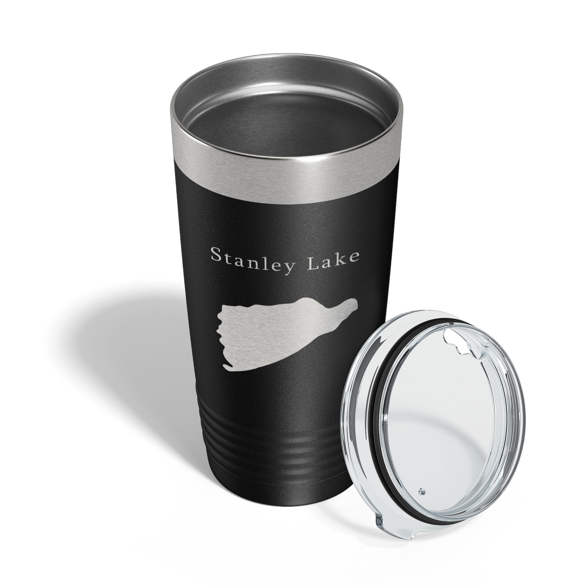 Stanley Lake Map Tumbler Travel Mug Insulated Laser Engraved Coffee Cup  Idaho 20 oz Light Blue 