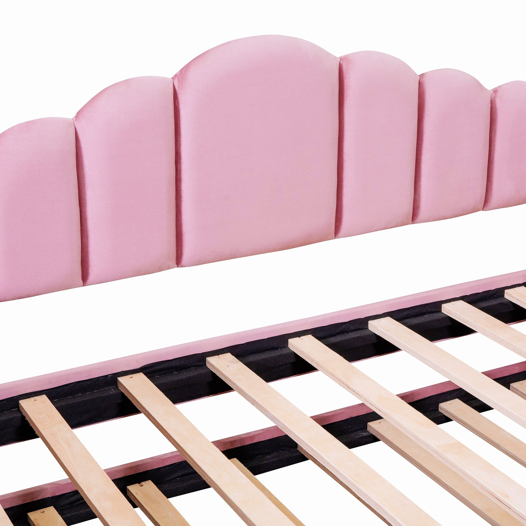 Noble House Twin Upholstered Daybed with Trundle and USB Charging Ports, Velvet Sofa Bed, Pink