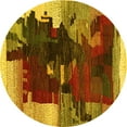 thumbnail image 1 of Ahgly Company Indoor Round Abstract Yellow Contemporary Area Rugs, 4' Round, 1 of 4