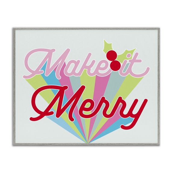 Stupell Industries Modern Make It Merry Bold Christmas Stripes Gray Framed Giclee Art, 20 x 16, by Lil' Rue