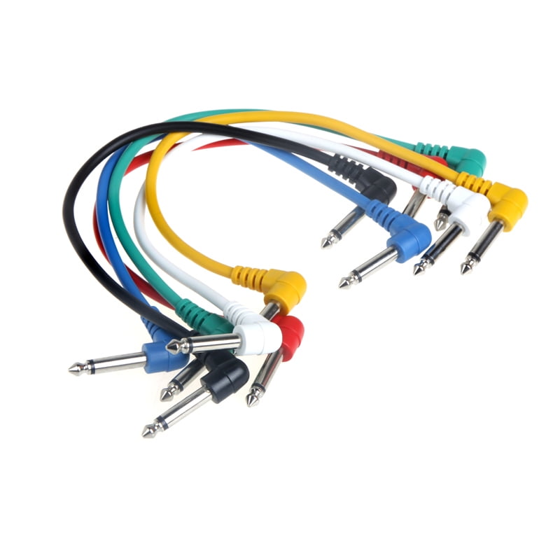 Set of 6pcs Colorful Guitar Patch Cables Angled for Guitar Effect