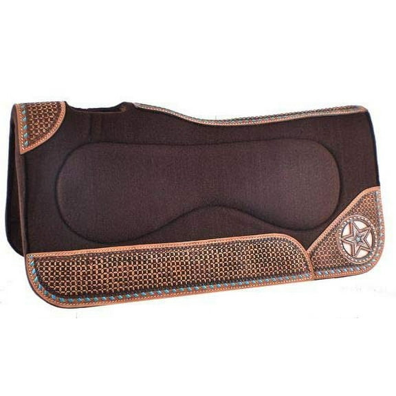 Showman 31" x 32" Brown Built Up Felt Saddle Pad w/ Texas Star Design