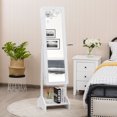 thumbnail image 3 of Costway Mirror Jewelry Cabinet Armoire Storage Organizer Shelf Rack White, 3 of 10