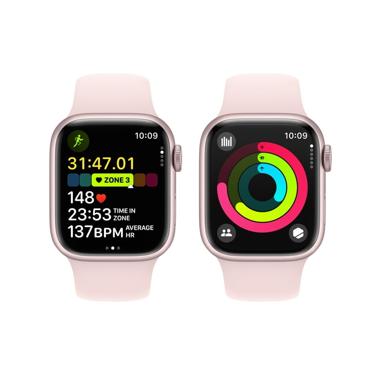 GPS Case + Band Watch Pink Light Cellular Pink - Aluminum Series S/M with Apple 41mm 9 Sport