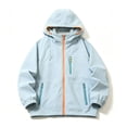 thumbnail image 2 of BCSIOAOI Girls Jacket,Hooded Elastic Cuffs Zipper Windproof Outdoor Jacket with Pockets Light Blue 5-6 Years, 2 of 9