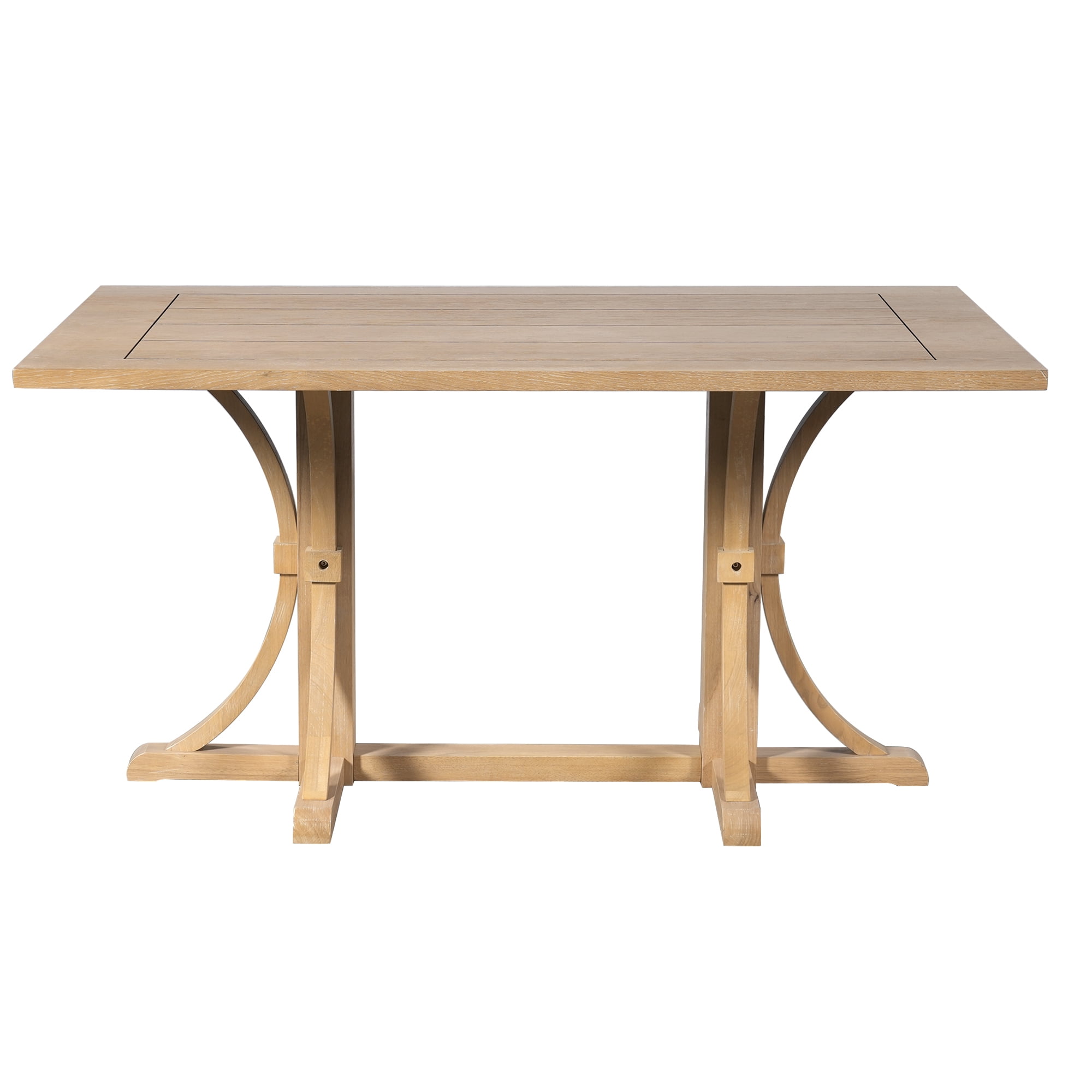 Euroco 60 Inch Farmhouse Dining Table for 6, Solid Wood Dining Room Table Kitchen Table with Trestle Base & Curved Legs for Living Room,Home Office,Natural