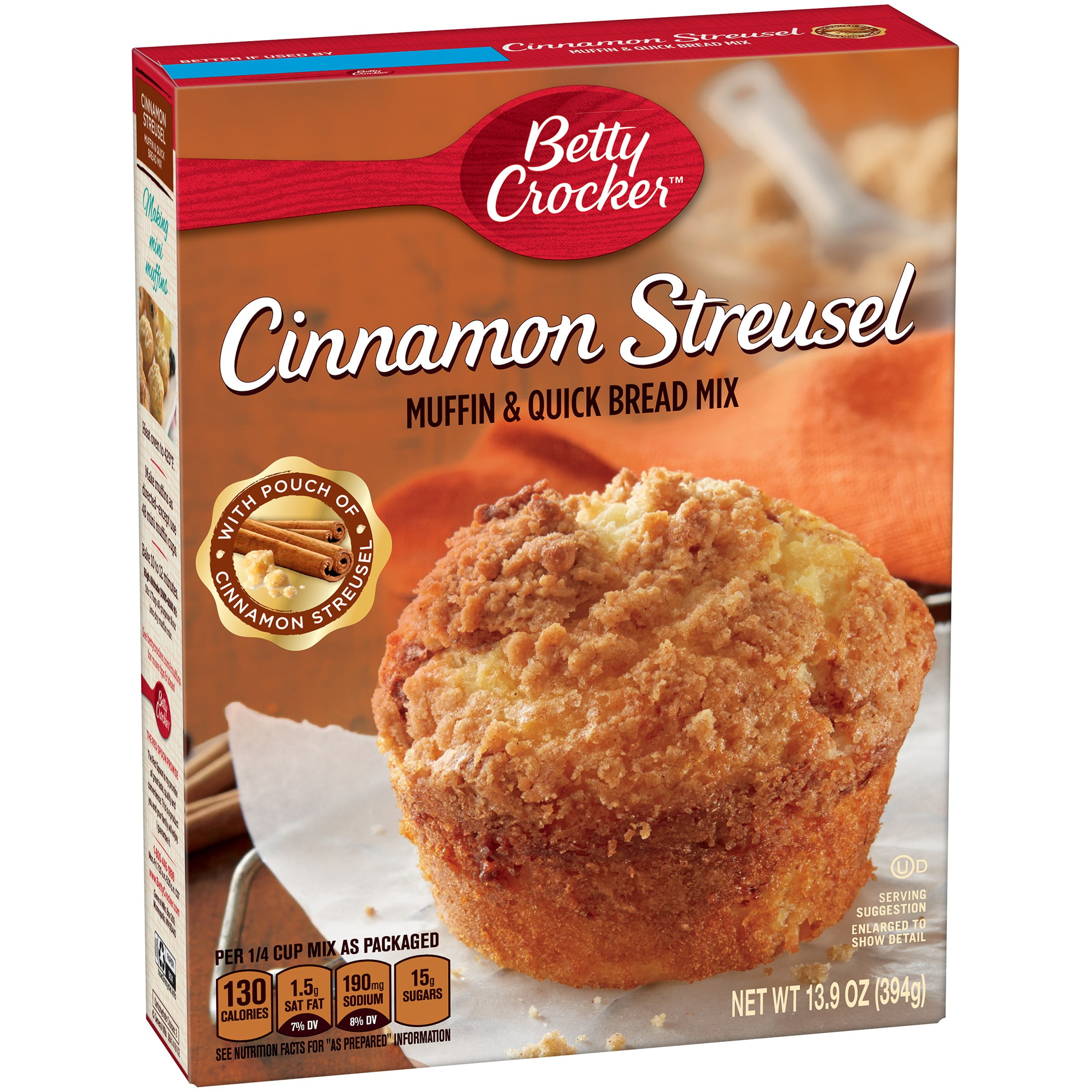 Betty Crocker Muffin & Quick Bread Mix Cinnamon Streusel 13.9 oz Box by General Mills Sales, Inc.