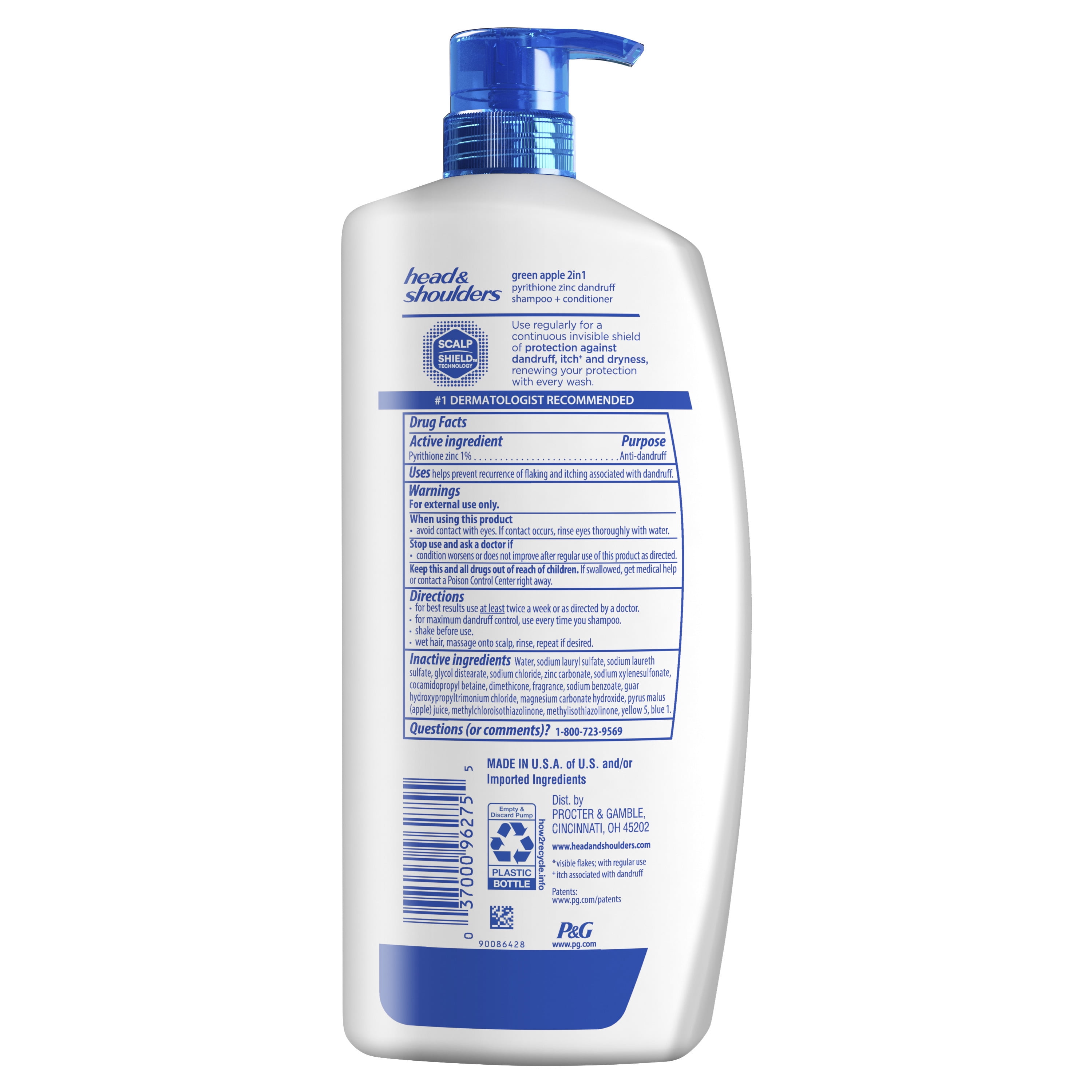 Head & Shoulders 2 in 1 Shampoo and Conditioner, Apple, 32.1 fl oz