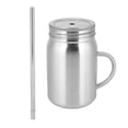 thumbnail image 1 of Taza de agua de acero inoxidable de doble capa de 500ml, minibotella de agua portátil para exteriores, taza térmica con asa, 1 of 8