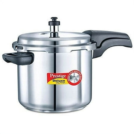 Prestige Alpha PRSDA-5.5L Induction Base Stainless Steel Deluxe Pressure Cooker, 5.5 L/Small, Silver