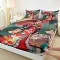 thumbnail image 2 of Manfei Japanese Geisha 4pcs Bed Sheets,Cherry Blossom King Sheets,Anime Girl Super Cozy Sheet Set,Flower Room Decor, 2 of 6