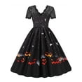 thumbnail image 3 of JustVH Women Lace Stitching Short Sleeve Halloween Party Printed Dress, 3 of 4