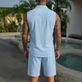 thumbnail image 6 of snilers Mens 2 Piece Summer Outfits Sleeveless Casual Beach Button Down Tank Shirts and Shorts Vacation Cotton Linen Sets XXL, 6 of 6