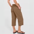 thumbnail image 5 of HKYNLAG Womens Capri Pants Cotton Linen Drawstring Elastic Waisted Casual Cropped Trousers with Pockets Brown L, 5 of 6