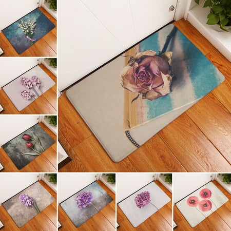 

19 x 31 Flower Washable Non-slip Floor Mats Washable Home Kitchen Bath Door Mat Area Rug Office Hallway Indoor Outdoor Carpet-Good for Front Entrance/Office Hallway/ Waterproof Non Slip Rug Mat