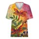 thumbnail image 4 of Camisetas de Cuello en V para las Mujeres Más Talla Impresa de Verano, Suelta Casual Camiseta de Manga Corta para Todas las Estaciones, 4 of 4