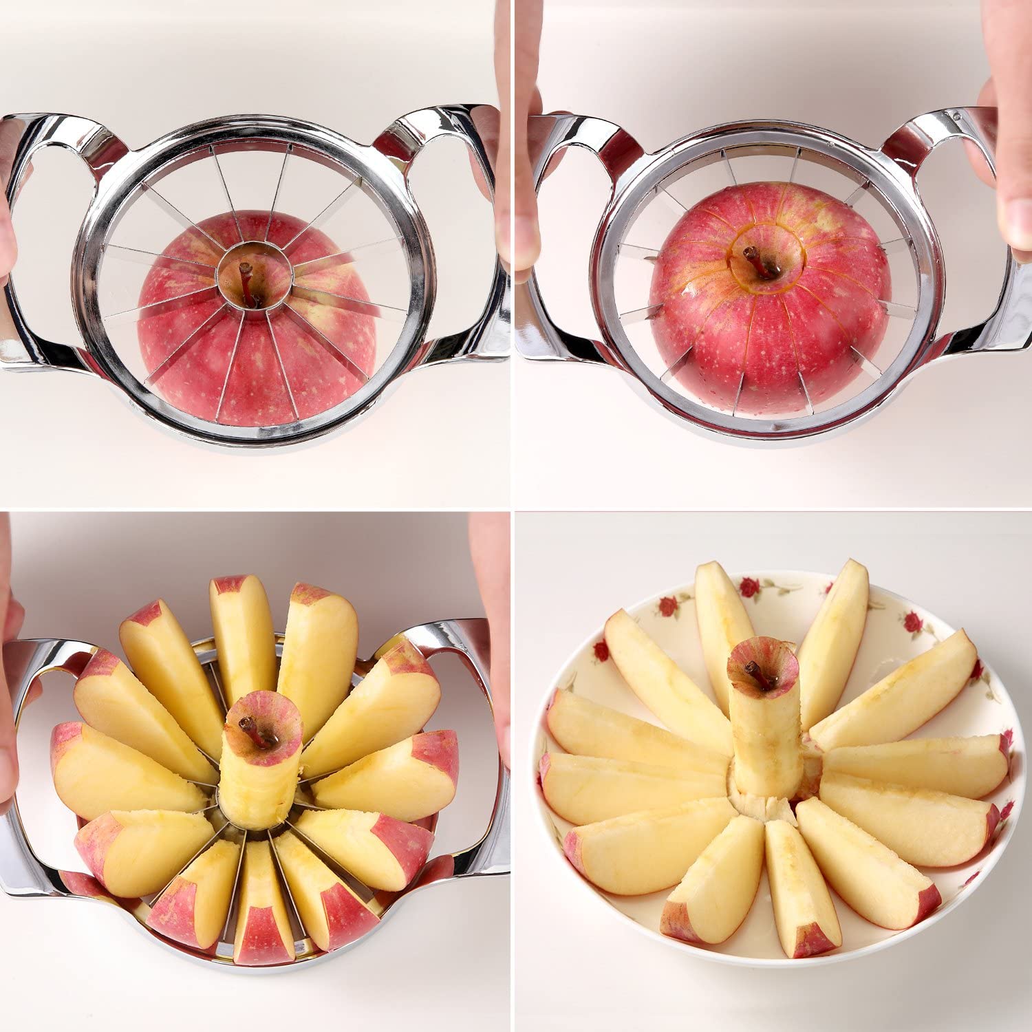 Apple Slicer with 12-Blade Extra Large Apple Cutter, Stainless Steel Ultra-Sharp Apple Corer, Heavy Duty Apple Corer Tool for Up to 4 Inches Apples - image 3 of 7