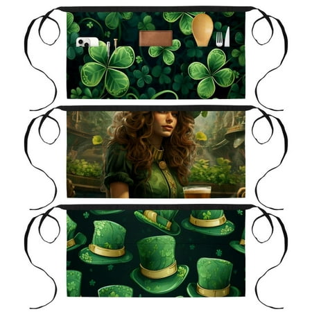 

St. Patrick s Day Aprons with 3 Pockets Printed Design for Gardening and Kitchen Use