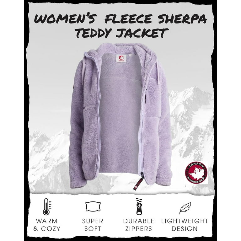 CANADA WEATHER GEAR Women's Fleece Sweatshirt Jacket - Sherpa Fur Teddy Coat  for Women (S-XL) 