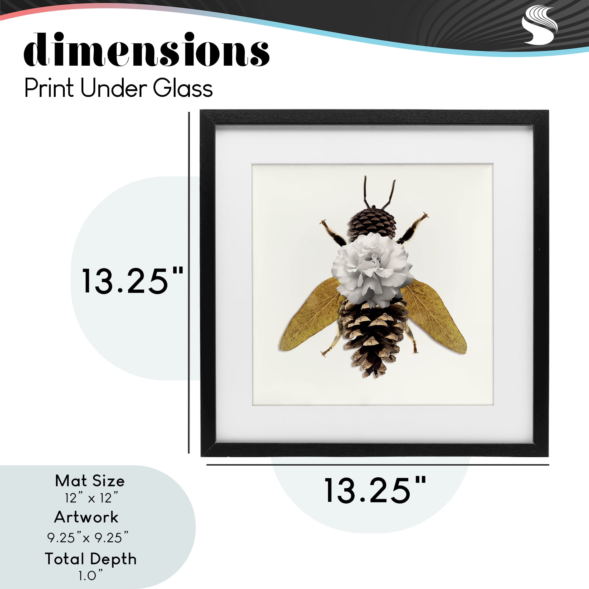 Nature Constructed Bee Black Framed Print Under Glass, design by Sasha