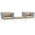 thumbnail image 4 of Modway Harmony Ensemble de Canapé Sectionnel d'Extérieur en Aluminium 3 Pcs pour Patio, Blanc Beige, 4 of 7