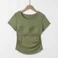 thumbnail image 4 of Tops de Manga Corta de las Mujeres Casual, Moda de Color Sólido, con la Almohadilla de Pecho Top de Pijama para las Mujeres, 4 of 8