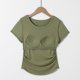 thumbnail image 3 of Tops de Manga Corta de las Mujeres Casual, Moda de Color Sólido, con la Almohadilla de Pecho Top de Pijama para las Mujeres, 3 of 8