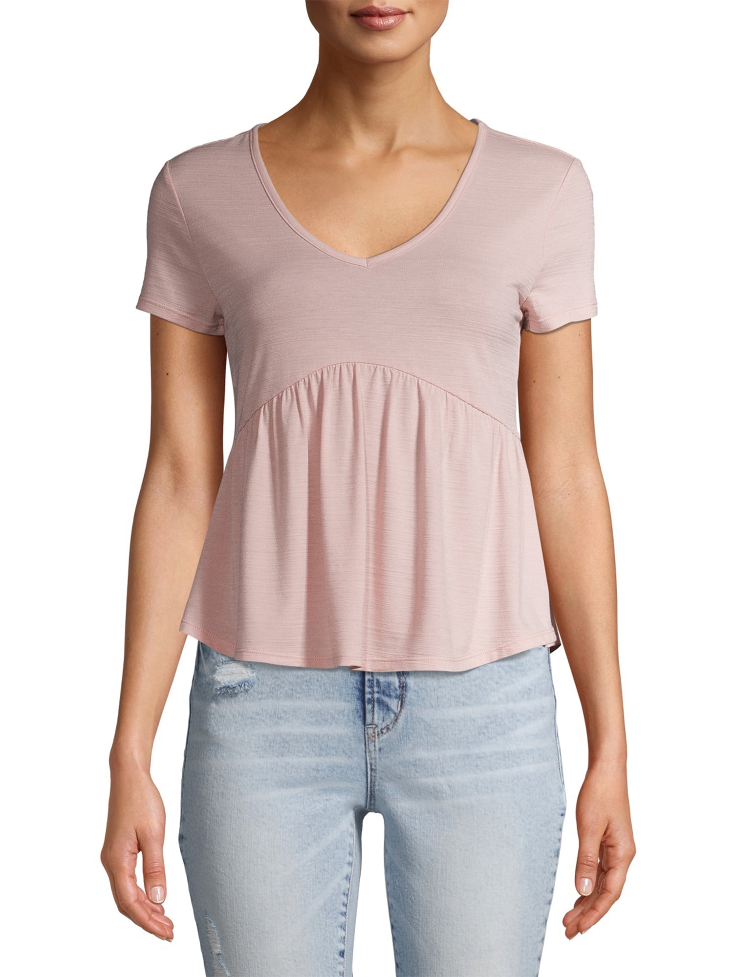 No Boundaries No Boundaries Juniors' VNeck Peplum Top
