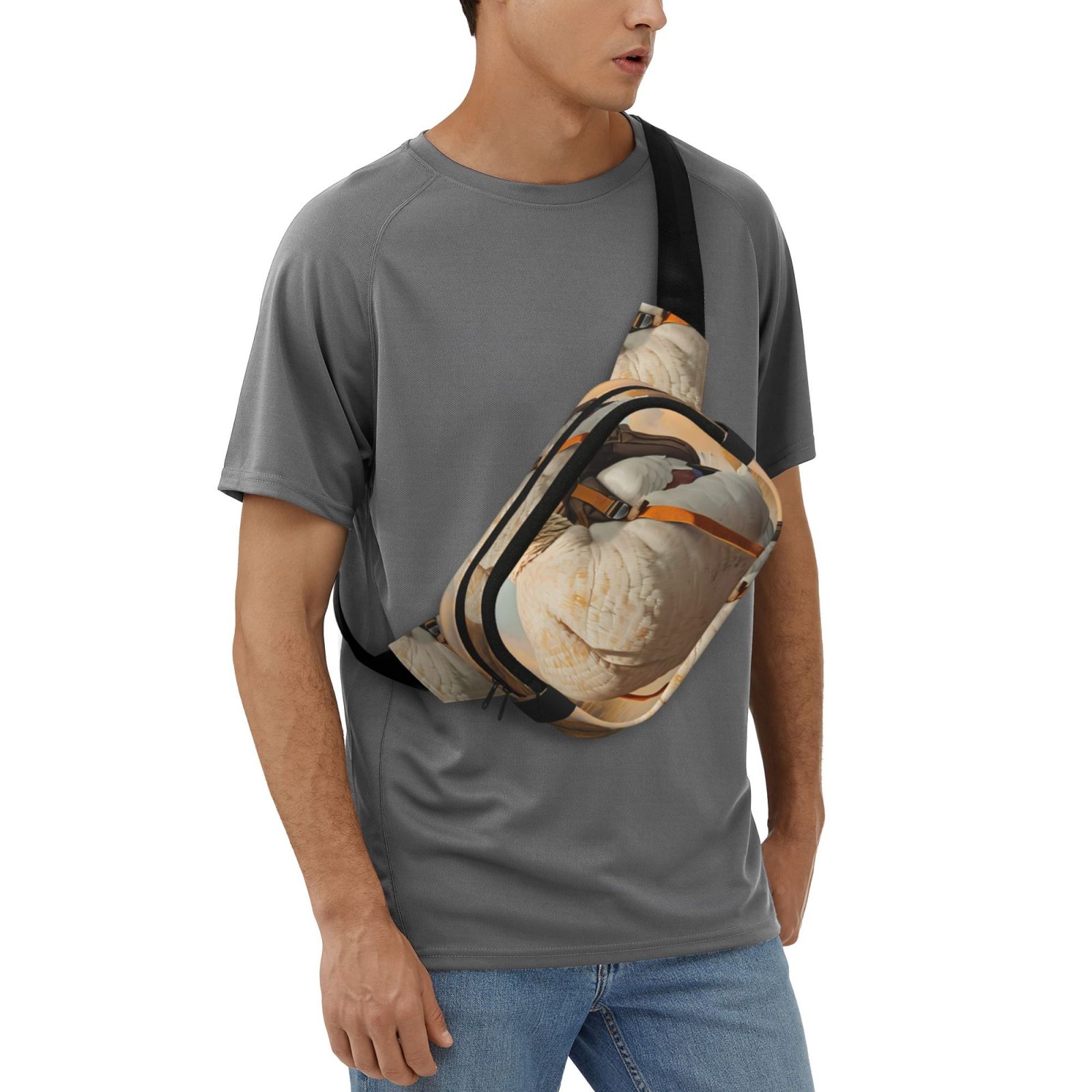 Picia Hiking Duck Print Square Double-Layer Waist Bag Mini Adjustable Waist Belt Bag Exercise Running Travel Hiking
