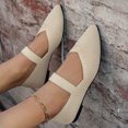 thumbnail image 6 of KEGIRLOM Women's Fashionable Casual Wear Versatile Plus-Size Loafers Solid Color Mesh Pointed Toe Flat Shoes Beige 5.5, 6 of 8