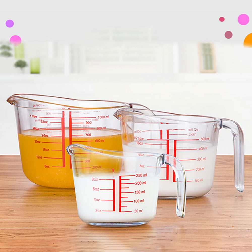 Clear Measuring Cup Tempered Glass Measuring Cup With Handle Grip For Liquid Ml And Oz