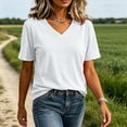 thumbnail image 7 of VBVC Women's V Neck Short Sleeve T-Shirt , Ladies' Loose Fit Breathable Casual Tee , Lightweight Basic Summer Tops For Women,White,S-2XL, 7 of 7