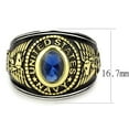 thumbnail image 2 of US Navy Ring for Men and Women Unisex Stainless Steel Military Patriotic Ring in Black Gold with Blue Stone, 2 of 10