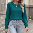 thumbnail image 2 of Cilsoka Womens Long Sleeve Shirts Fall 2026 Crew Neck Dressy Casual Blouses Eyelet Tunic Tops Fashion Outfits Clothes, 2 of 5