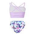 thumbnail image 6 of YEAHDOR Girls Bikinis 3 Pieces Swimsuit Asymmetrical Crop Top with Briefs Shorts Set for Bathing Pool Swimming Butterfly 6, 6 of 7