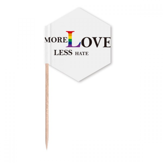 LGBT Rainbow Flag More Love Less Hate Toothpick Flags Cupcake Picks Party Celebration