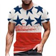thumbnail image 2 of Snoarin Chandails en Molleton pour Hommes Mode Hommes Manches Courtes Col Rond T-Shirt Imprimé Décontracté Blouse 4 Juillet Chemises pour Hommes en Solde, 2 of 5