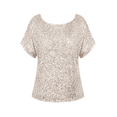 thumbnail image 5 of PrettyGuide Women's Sparkly Sequin Tops Short Sleeve Glitter Loose Party Shirt Blouse Boat Neck Dressy Top, 5 of 7