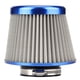 thumbnail image 1 of Limpiador de filtro de entrada de aire de coche de 78mm/3,1 pulgadas piezas universales de acero inoxidable de alto flujo azul, 1 of 8